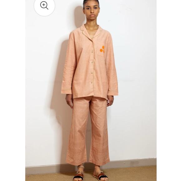 Gooders OPALINE NWT Women's 2 Piece Cotton Pajama Set Tan Fair Trade Size Large - Picture 9 of 13
